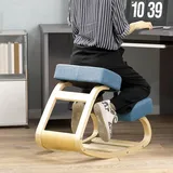 Kniestuhl, Ergonomischer Sitzhocker, Polsterhocker Für Gesunde Sitzhaltung, Birkenholz, 120 Kg Belastbar, Blau