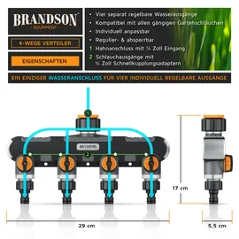 Brandson 4-Wege Wasserverteiler 2er-Set orange/schwarz