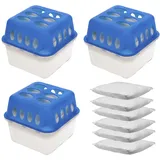 Mojawo 3 Stück Raumentfeuchter / Luftentfeuchter + 6 x Granulat 400 g - Blau/Weiß