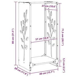 vidaXL Brennholzregal Wetterfester Stahl 40 x 30 x 80 cm Silber