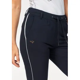 KangaROOS Jogger Pants KANGAROOS, Damen, Gr. 42, N-Gr, blau (marine), Sweatware, Obermaterial: 95% Baumwolle, 5% Elasthan, kontrastfarbene Details, unifarben, bequem knöchellang, Hosen, mit seitlichem Kontraststreifen