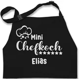 Kinderschürze Schürze Kinder Jungen Mädchen - Kochschürze - Mini Chefkoch mit Name Geschenk Kleinkoch Junior-Koch Mini-Kochtalent Kochnachwuchs - 7-14 Jahre - Schwarz - kinderkochschürze koch - 7-13 Jahre