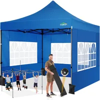 COBIZI Pavillon 3x3m wasserdicht stabil Winterfest,Outdoor faltbar partyzelt,gartenpavillon mit 4 Seitenteilen und 4 Sandsack und Laufradtasche, Blau