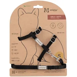 Amiplay Geschirr + Leine für Katze Samba S Schwarz