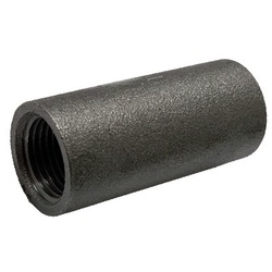 Stahlmuffe lang schwarz 1/2" - 100 mm - sandgestrahlte Oberfläche