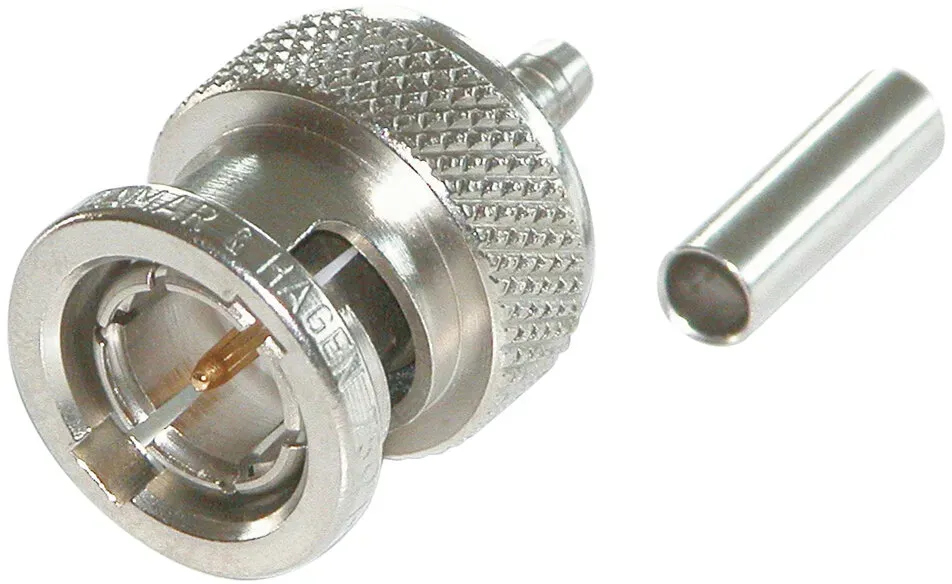 DAMAR & HAGEN BNC Crimp-Kabelstecker, gerade, nickelfarben