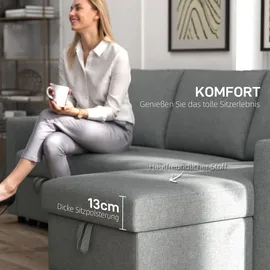 Homcom Ecksofa mit Schlaffunktion Stauraum Schlafsofa mit Chaiselongue L-Form