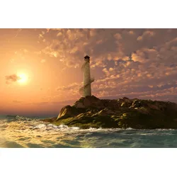 Fototapete PAPERMOON "Leuchtturm", bunt, B:4,00m L:2,60m, Vlies, Tapeten