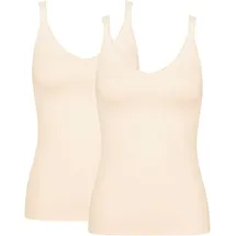 SLOGGI Unterhemd GO (2er Pack) zarte Spitze, Baumwollmischung, V-Ausschnitt beige L