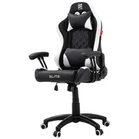 Elite Gaming-Stuhl für Kinder PULSE, ergonomisch, bis 120kg, verstellbare Höhe, Wippmechanik, Kissen (Schwarz/Weiß)