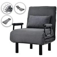 Powerwill Sofa Umwandelbarer Schlafsofa-Schlafsessel,klappbarer Sessel mit Kissen grau