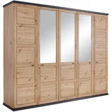 Hom ́in Drehtürenschrank Benton 255 x 209 x 60 cm Dunkelgrau/Eiche