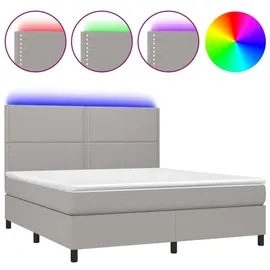 vidaXL Boxspringbett mit Matratze & LED Hellgrau 160x200 cm Stoff