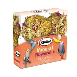Quiko Mineral Flowermix: Pickstein für Ziervögel mit Blüten und Getreide 1 Stück