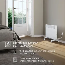 Stiebel Eltron Elektroheizung Standgerät für ca. 25 m2, TÜV geprüft, Konvektor-Heizung mit elektronischer Regelung, 2 kW, energiesparend, LC-Display, Rollen, 204451, Weiß
