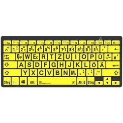 LogicKeyboard PC Bluetooth Großdruck-Tastatur Schwarz auf Gelb, Mini Layout