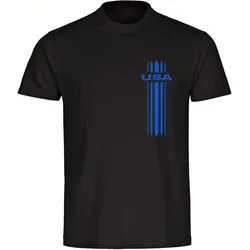 multifanshop Herren T-Shirt - USA - Streifen - Druck blau - Männer