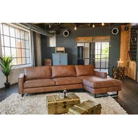 KAWOLA Ecksofa VILNIUS 3-Sitzer mit Longchair rechts Kunstleder mit Lederanteil cognac