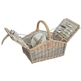 Woma Picknickkorb Woma Picknickkorb 14 tlg. mit Geschirr - 40 x 28 cm (Set, 14 St., Weide Picknickkorb), Weide Tragekorb eckig mit Henkel beige