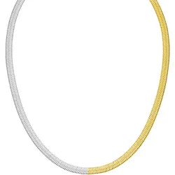 Collier PURELEI "Schmuck Geschenk Duality Bicolor, 24081-Necklace-Duality-Bicolor", gelb (gelbgoldfarben, edelstahlfarben), Halsketten, Damen, Edelstahl, L: 45cm