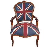 Casa Padrino Barock Salon Stuhl Union Jack Mahagoni braun