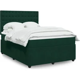 vidaXL Boxspringbett 140 x 200 cm Dunkelgrün