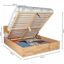 Weber Industries MASSIVHOLZBETT mit Bettkasten/ 160x200cm MILO - Buche geölt
