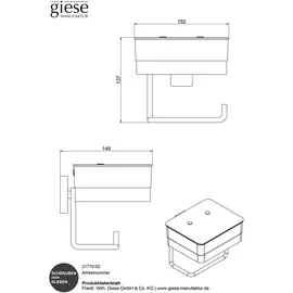 Giese Gifix 21 Feuchttücher-Box mit Papierrollenhalter, 21770-14,