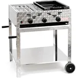 Edelstahl-Brenner Gasgrill Gasbräter fahrbar 3-flammig 11kW BBQ Neu GT3EMFB