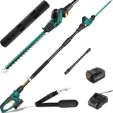 Kabellose Teleskop-Heckenschere, Heckenschere mit Stange, 20 v 4 Ah Li-Ionen-Akku/Ladegerät, 45 cm Klingenlänge, Kapazität: 15 mm, verstellbarer
