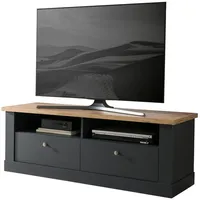 Furn.design TV-Lowboard grau und Wotan Eiche Landhaus TV Unterteil