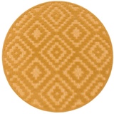 Paco Home Teppich »Livorno 672«, rund, Uni-Farben, Scandi, Rauten Muster, Hoch-Tief Effekt, Outdoor geeignet, gelb
