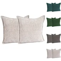 Mojawo 2er Chenille Kissenhülle Kissenbezug mit Reißverschluss 45x45cm