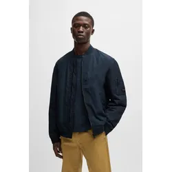 Blouson BOSS ORANGE "Olmec", Herren, Gr. 48, blau (dunkelblau404), Web, Obermaterial: 100% Polyamid, unifarben, casual, relaxed fit hüftlang, Langarm Flachstrickbündchen, Jacken, mit Flachstrickkragen