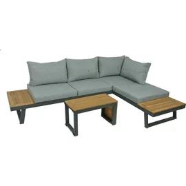 Garden Pleasure Felice Lounge-Essgruppe 3-tlg. grau inkl. Polsterung