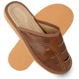 filsko Metz Herren Hausschuh Sommer Pantoffeln, Lüftungslöcher, Braun braun 48