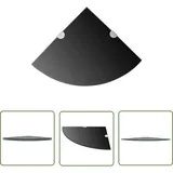 The Living Store Eckregale 2 Stk. mit Verchromten Halterungen Glas Schwarz - Wandregal - Eckregal - Glasregal - Schwarzes Regal - Regalset