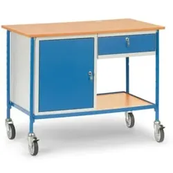 fetra Rolltisch 5866 mit verschl. Stahlschrank und verschl. Schublade