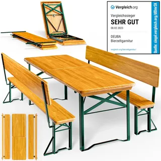 CASARIA Bierzeltgarnitur mit Rückenlehne 3-tlg. natur klappbar