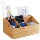 Relaxdays Schreibtisch-Organizer braun Bambus 6 Fächer 28,0 x 19,5 x 14,0 cm