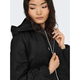 Only Steppjacke ONLMIKI HOOD QUILT JACKET CC OTW mit seitlichem Kordelzug am Saum schwarz L (40)