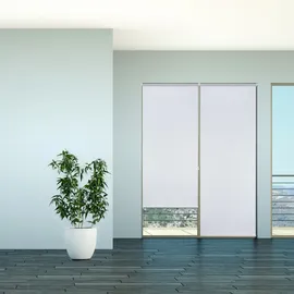 Relaxdays Thermo Verdunklungsrollo, Hitzeschutz, Fenster Seitenzugrollo, Klemmfix ohne bohren, 70x210, Stoff 66 cm, weiß