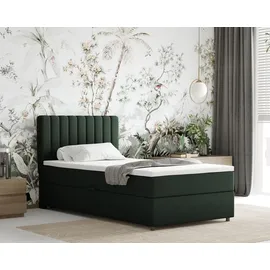 panda möbel Boxspringbett 100x200 EVEREST, mit Topper, mit Bettkästen, Einzelbett, Dunkelgrün, Panda Möbel - dunkelgrün
