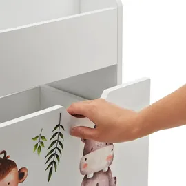 Juskys Kinderregal mit 3 Fächern und herausziehbarer Spielzeugkiste 63 x 30 x 70 cm Holz weiß