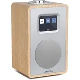 LEMEGA CR4+ DAB Radio Mit Bluetooth (Holzgehäuse,Tragbares DAB Plus Radio,Küchenradio,UKW-Radio,Doppelalarmuhr,Schlummerfunktion,40 Voreinstellungen,Farbdisplay,Netzbetrieb und Batterien),Weißeiche