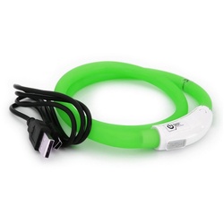PRECORN Hunde-Halsband LED Silikon Hunde Leuchthalsband aufladbar per USB indiv. kürzbar, Silikon grün