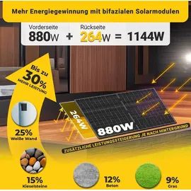 epp solar Balkonkraftwerk 880W/800W Komplettset- 2x440W Photovoltaik Solarmodule mit 800W WIFI Wechselrichter & 3M Schukostecker Smart Mini PV Anlage