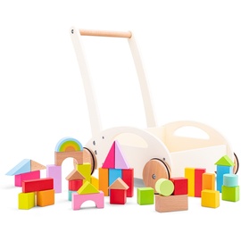 New Classic Toys 11320 Lauflernhilfe mit Holzbausteinen Lernlaufhilfe aus Holz Holzspielzeug