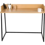 WONDERMAKE WONDERMAKE® Design Schreibtisch aus Holz und Metall, Bürotisch PC-Tisch Computertisch Arbeitstisch für Home Office , 110x55x87 cm, Eiche hell braun schwarz