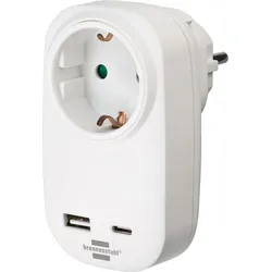 Brennenstuhl Steckdosenadapter mit Power Delivery Typ C und USB-A (USB Steckdosenadapter zum Schnellladen, 1x USB Power Delivery Typ C, 1x USB-A) (Neu differenzbesteuert)
